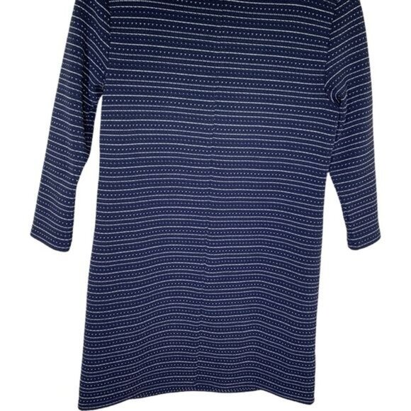 LOFT Knit Shift Dress Blue White Striped Stretch Work Casual Small - Picture 6 of 9